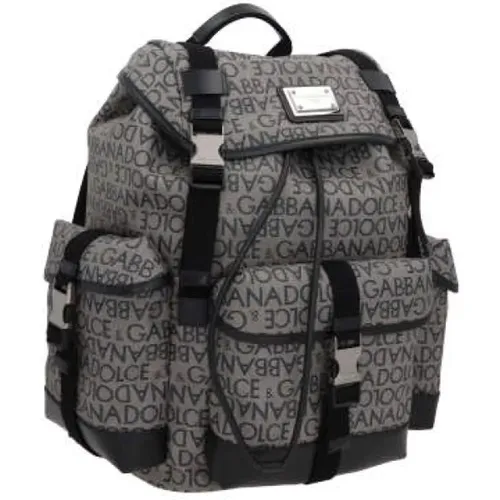 Canvas Resin Rucksack mit Lederbesatz - Dolce & Gabbana - Modalova