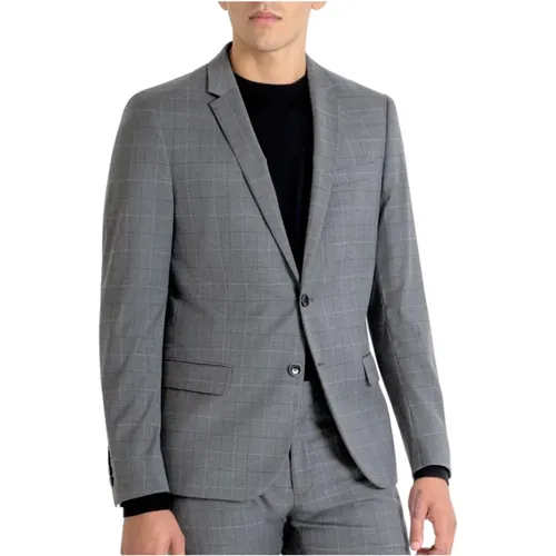 Slim Fit Jacke in Grau Melange , Herren, Größe: XS - Antony Morato - Modalova