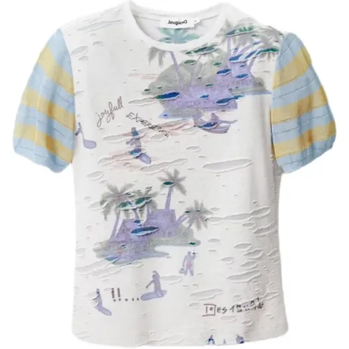 Damen T-Shirt Frühling/Sommer , Damen, Größe: XS - Desigual - Modalova