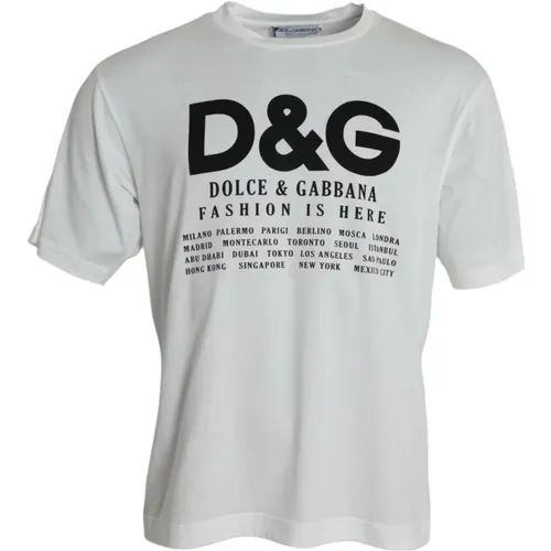 Weißes Grafikdruck Rundhals T-Shirt - Dolce & Gabbana - Modalova