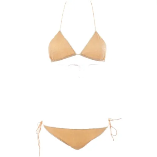 Goldenes Lurex-Triangle-Bikini , Damen, Größe: L - Oseree - Modalova