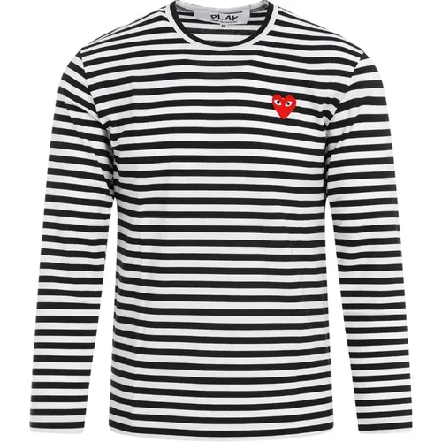 Schwarzes Langarm T-Shirt - Comme des Garçons Play - Modalova