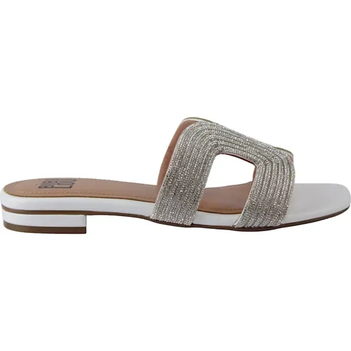 Weiße Swarovski Ciabatta Sandalen , Damen, Größe: 39 EU - Bibi Lou - Modalova