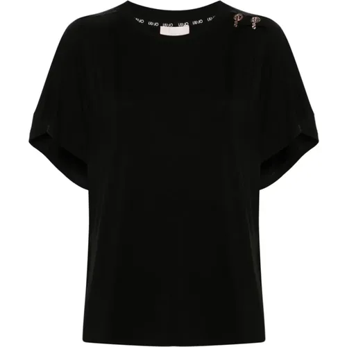 Schwarze Crew Neck T-shirts und Polos , Damen, Größe: S - Liu Jo - Modalova