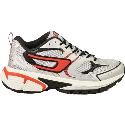 Womens Gray/Red Sneakers , female, Sizes: 8 UK, 6 UK, 5 UK, 3 UK, 7 UK, 4 UK - Diesel - Modalova