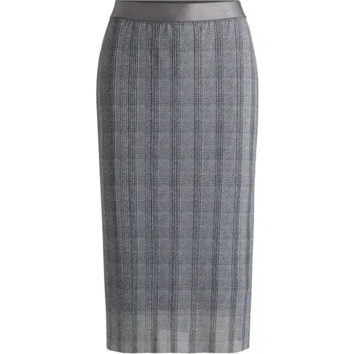 Plissé pencil skirt with high waist , female, Sizes: XS, L, M - Hugo Boss - Modalova