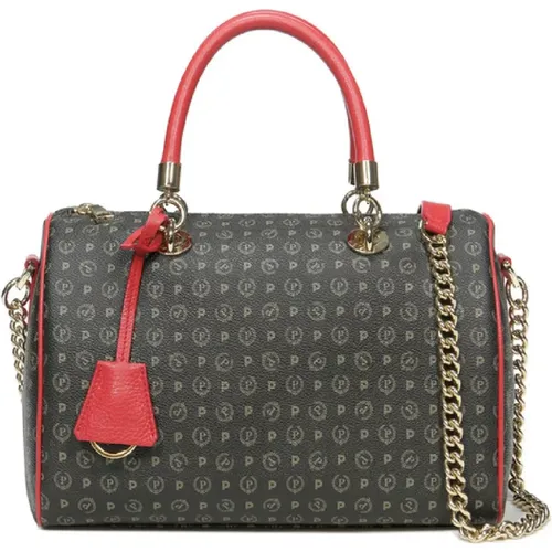 Heritage Print Handbag with Interchangeable Handles and Removable Chain Strap , female, Sizes: ONE SIZE - Pollini - Modalova