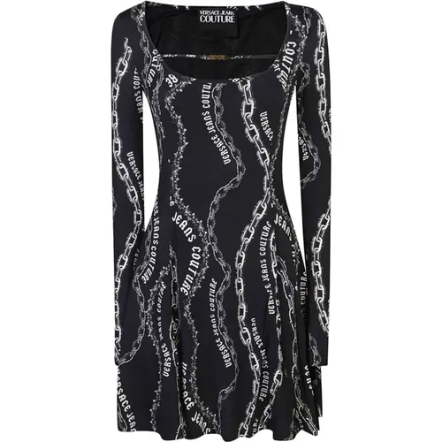 Schwarzes Kleid Eleganter Stil , Damen, Größe: 2XS - Versace Jeans Couture - Modalova