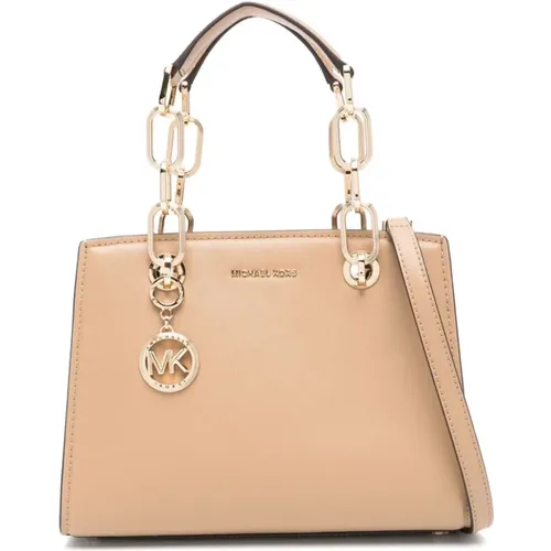 Taupe Leather Shoulder Bag with Logo Charm , female, Sizes: ONE SIZE - Michael Kors - Modalova