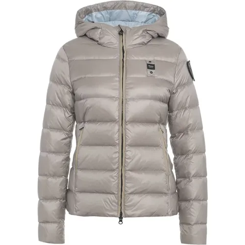 Silberne Steppdaunenjacke Damen , Damen, Größe: S - Blauer - Modalova