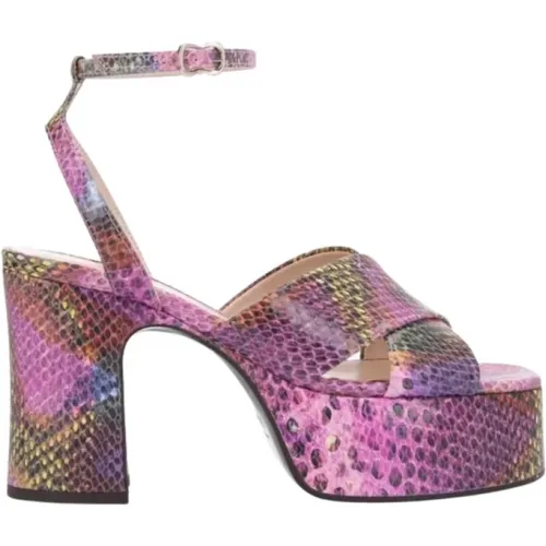 Retro Python Leather Platform Sandals , female, Sizes: 5 UK, 6 UK, 3 UK - Free Lance - Modalova