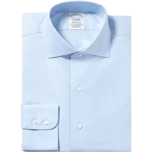 Pastellblaues Regular-Fit Non-Iron Stretch-Baumwollhemd mit englischem Spreizkragen,Weißes Regular-Fit Non-Iron Stretch Baumwollhemd mit englischem S - Brooks Brothers - Modalova