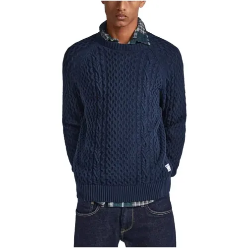 Marineblauer Strickpullover mit Rippdetails - Pepe Jeans - Modalova