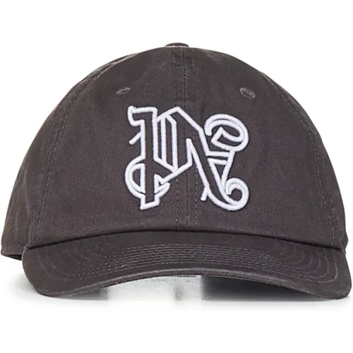 Grey Logo Embroidered Adjustable Hat , male, Sizes: ONE SIZE - Palm Angels - Modalova