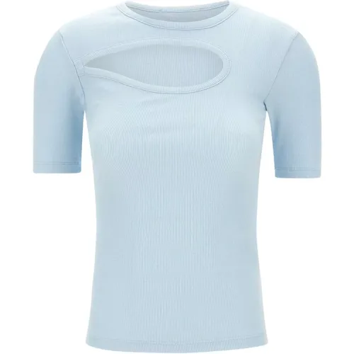 Pastel Ribbed T-Shirt with Cut-Out Detail , female, Sizes: M - Remain Birger Christensen - Modalova