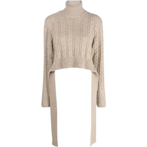 Chunky Knit Beige Sweater , female, Sizes: M - MM6 Maison Margiela - Modalova