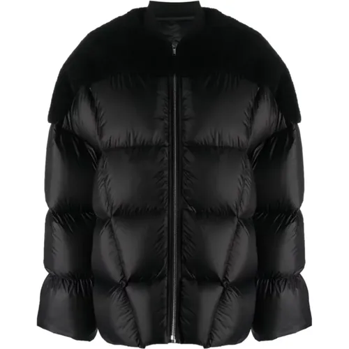 Real Fur Down Jacket with Woven Shearling , female, Sizes: XL, L - Rick Owens - Modalova