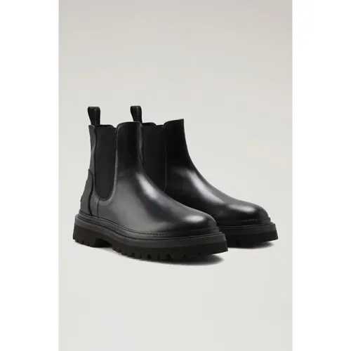 Mens Calfskin Chelsea Boots , male, Sizes: 10 UK, 11 UK, 7 UK, 8 UK, 12 UK - Woolrich - Modalova
