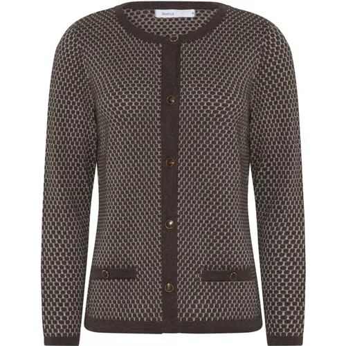 Jaquard Cardigan with Beautiful Details , female, Sizes: S, M, L, XL, 3XL - Skovhuus - Modalova