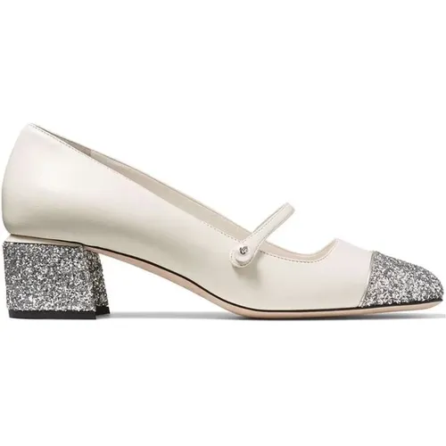 Glitter Two-Tone Leather Block Heel Shoes , female, Sizes: 7 UK, 4 1/2 UK, 5 1/2 UK, 3 1/2 UK, 5 UK, 3 UK, 6 UK, 4 UK - Jimmy Choo - Modalova