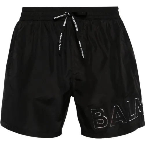 Logo Embossed Swim Boxer Silver , male, Sizes: XL - Balmain - Modalova