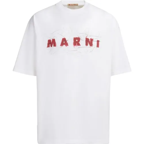 Jersey Logo T-shirt , male, Sizes: XL, L - Marni - Modalova