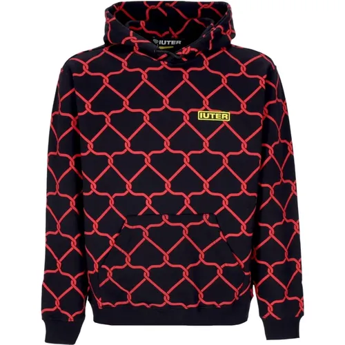 Schwarzer Netzhoddie All Over Print , Herren, Größe: M - IUTER - Modalova