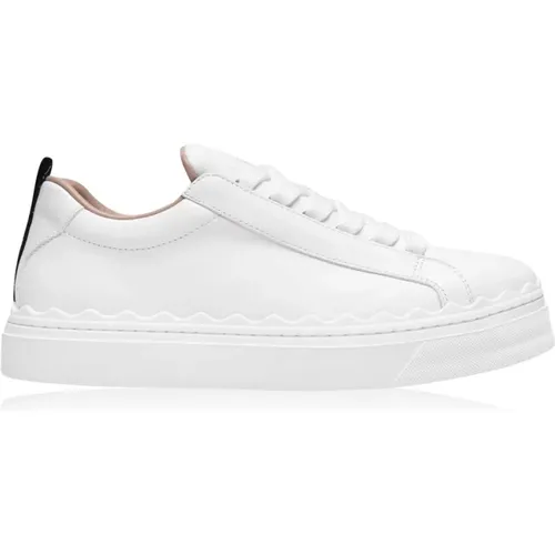 Weiße Sneakers mit Wellenkante , Damen, Größe: 35 EU - Chloé - Modalova