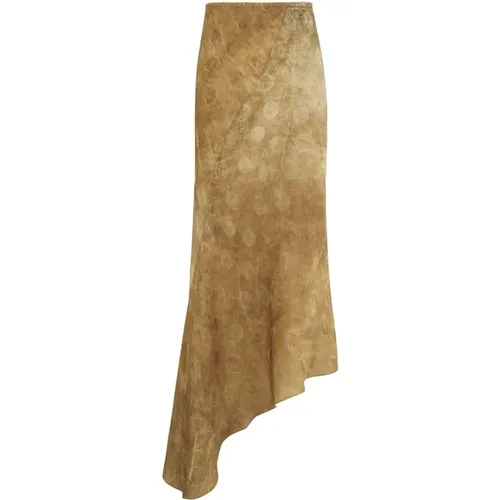 Gold Polka Dot Jacquard Asymmetric Skirt , female, Sizes: 2XL, XL - Cortana - Modalova