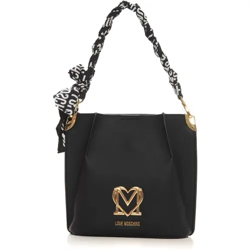 Scarf Handle Bucket Bag with Internal Compartment , female, Sizes: ONE SIZE - Love Moschino - Modalova