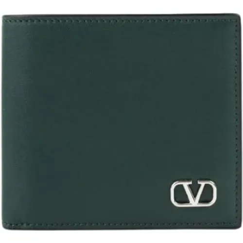 Grünes VLogo Portemonnaie aus glattem Leder - Farbe: Vert, Größe: OS - Valentino Garavani - Modalova