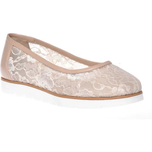 Ballerina pump in nude lace , Damen, Größe: 40 EU - Baldinini - Modalova