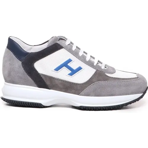 Interactive Sneakers in Grey/White/Blue , male, Sizes: 6 1/2 UK, 7 1/2 UK, 7 UK, 9 1/2 UK, 6 UK - Hogan - Modalova