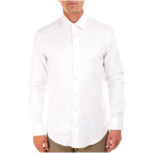 Weißes Herrenhemd mit Sichtbarer Knopfleiste , Herren, Größe: M - Emporio Armani - Modalova