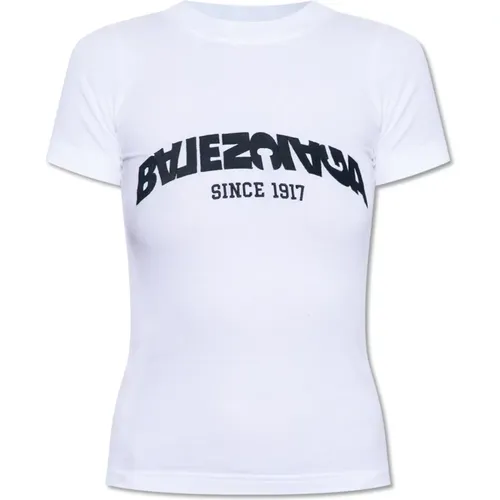 T-Shirt mit Logo , Damen, Größe: XS - Balenciaga - Modalova