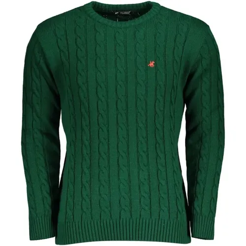 Grüner Twisted Bestickter Pullover , Herren, Größe: L - U.S. Polo Assn. - Modalova