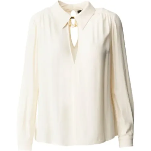 Gathered Shoulder V-Neck Shirt , female, Sizes: S, XL, L, M - Elisabetta Franchi - Modalova