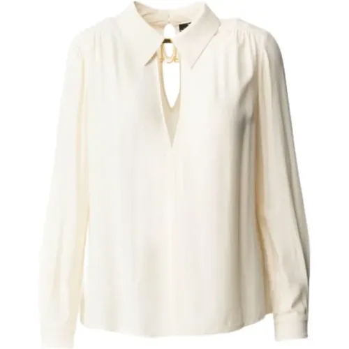 Gathered Shoulder V-Neck Shirt , female, Sizes: XL - Elisabetta Franchi - Modalova