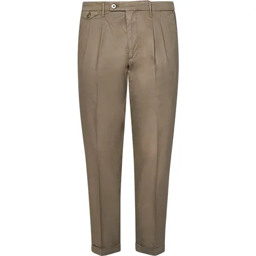 Slim Fit Mud-Colored Cotton Hosen , Herren, Größe: W40 - Michael Coal - Modalova