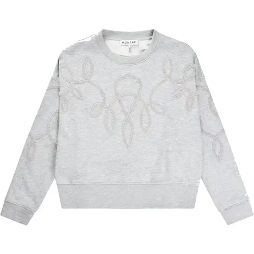 Gemütlicher Sweatshirt mit Plüschdetails , Damen, Größe: XS - Munthe - Modalova