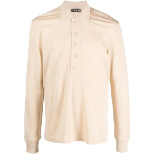 Viscose Piquet LS Polo , male, Sizes: L, XL, M - Tom Ford - Modalova