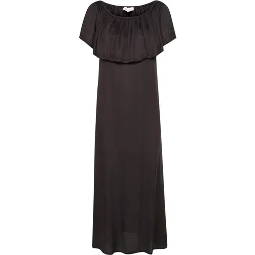 Schwarzes Off-Shoulder Kleid mit Volant , Damen, Größe: XS - My Essential Wardrobe - Modalova