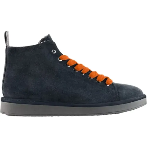 Blaue Wildleder-Sneakers mit Orangen Schnürsenkeln , Herren, Größe: 44 EU - Panchic - Modalova