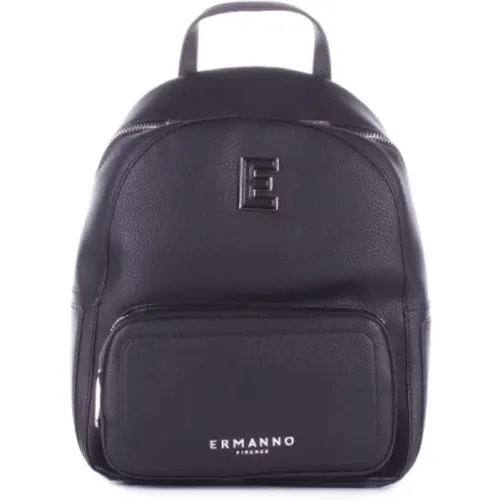 Schwarzer Logo Front Reißverschluss Rucksack - Ermanno Scervino - Modalova