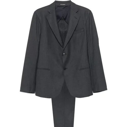 Classic Wool Suit with 2 Buttons , male, Sizes: L, XL, 3XL, 2XL - Emporio Armani - Modalova