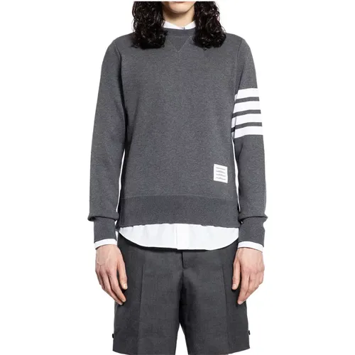 Waffle Crewneck Sweatshirt mit 4-Bar Stripe , Herren, Größe: 2XL - Thom Browne - Modalova