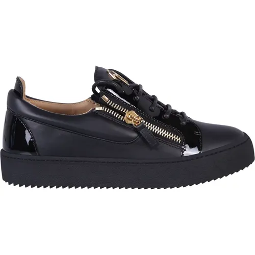 Leather Lace-Up Sneakers with Zipper Detail , male, Sizes: 9 UK, 7 UK, 8 1/2 UK, 5 1/2 UK, 6 UK, 5 UK, 7 1/2 UK, 10 UK - giuseppe zanotti - Modalova