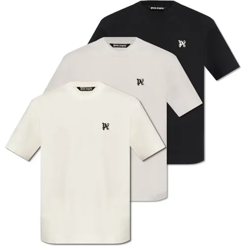 Marken-T-Shirt Dreierpack , Herren, Größe: XL - Palm Angels - Modalova