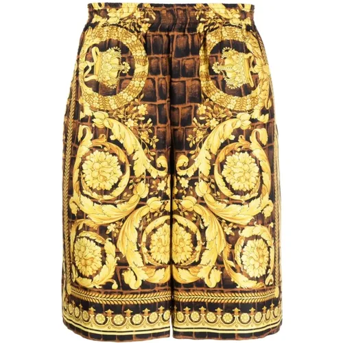 Barocco Print Seiden Shorts Versace - Versace - Modalova