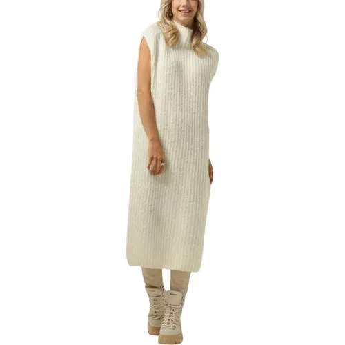 Midi Kleid mit Rollkragen Ecru , Damen, Größe: L - 10Days - Modalova